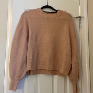 ASOS Blush Pink Bubble Sleeve Crew Neck Sweater